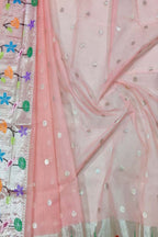 Exquisite Pink Handloom Kota Doria Dupatta with Real Zari Embellishments - Luxurion World