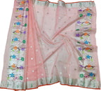 Exquisite Pink Handloom Kota Doria Dupatta with Real Zari Embellishments - Luxurion World