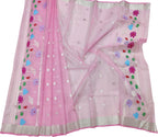 Elegant Pink Handloom Kota Doria Real Zari Dupatta - Luxurion World