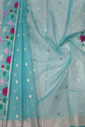 Exquisite Blue Handloom Kota Doria Dupatta with Real Zari Embellishments - Luxurion World