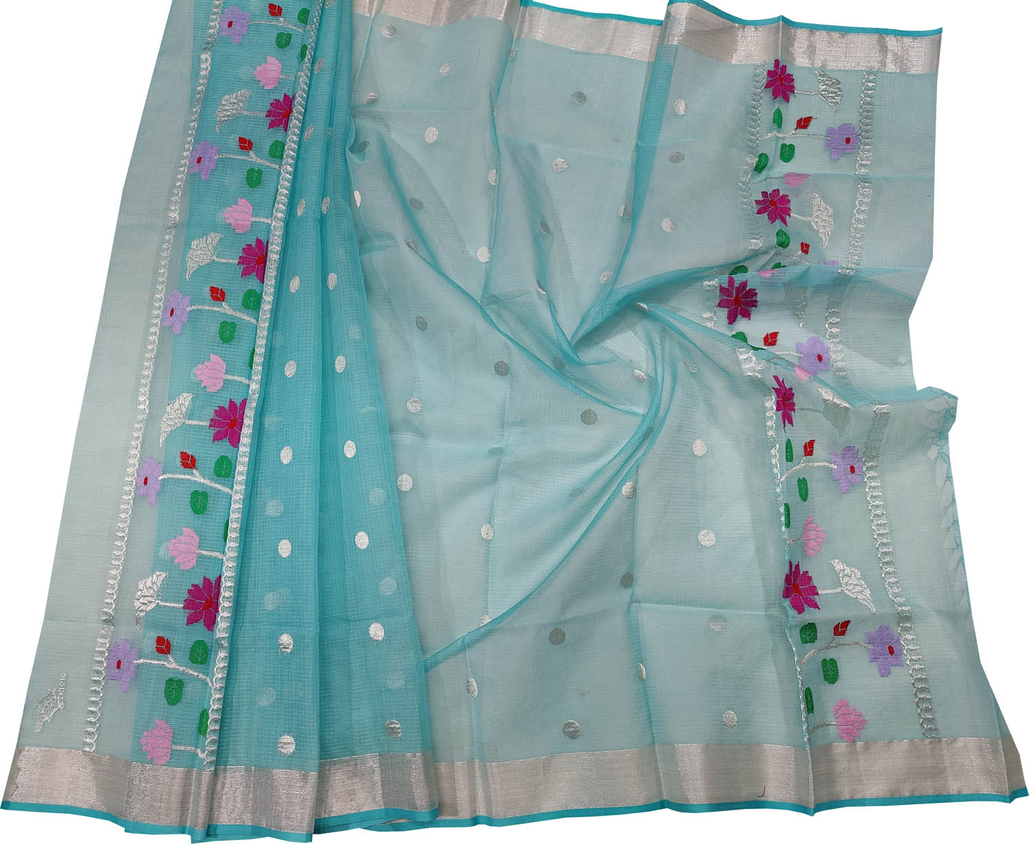 Exquisite Blue Handloom Kota Doria Dupatta with Real Zari Embellishments - Luxurion World