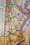 Elegant Purple Handloom Kota Doria Dupatta with Real Zari - Luxurion World