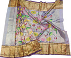 Elegant Purple Handloom Kota Doria Dupatta with Real Zari - Luxurion World