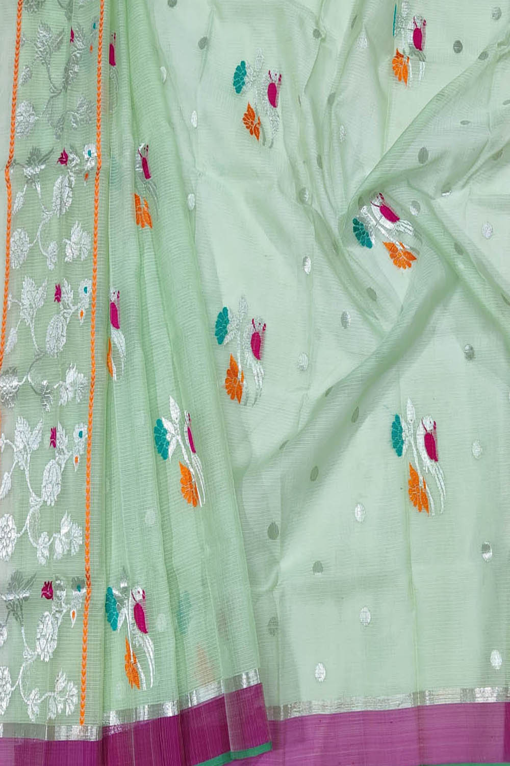 Exquisite Green Handloom Kota Doria Real Zari Dupatta: Timeless Elegance - Luxurion World