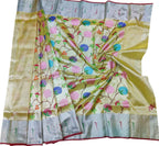 Exquisite Yellow Handloom Kota Doria Real Zari Dupatta: Timeless Elegance - Luxurion World