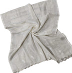 Off White Bhagalpur Handloom Linen Cotton Dupatta - Luxurion World