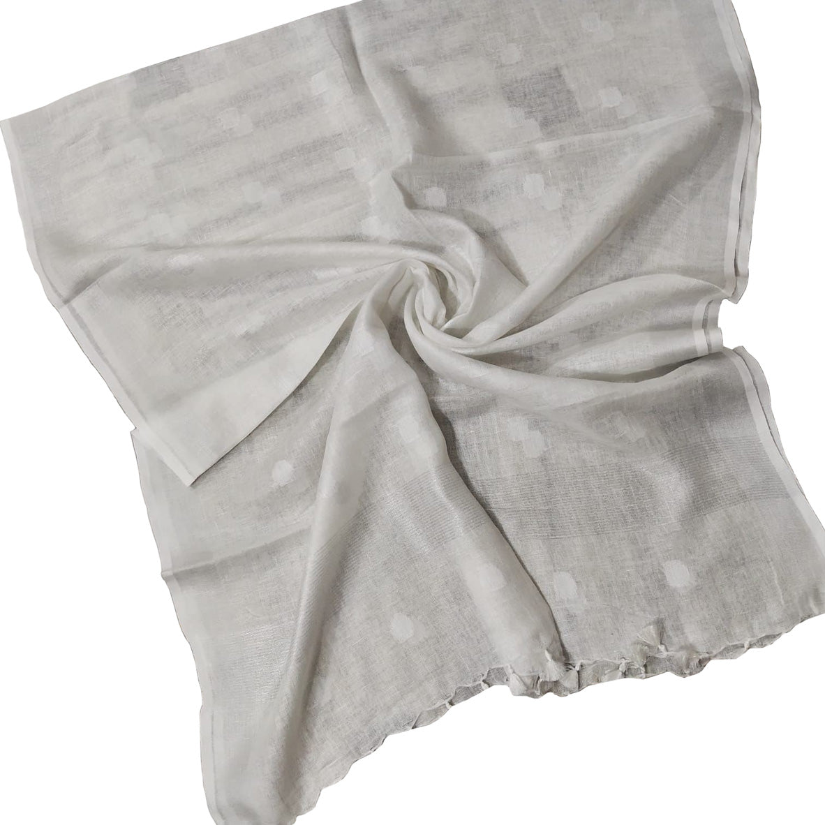 Off White Bhagalpur Handloom Linen Cotton Dupatta - Luxurion World