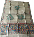 Pastel Hand Painted Madhubani Tussar Ghicha Silk Dupatta - Luxurion World