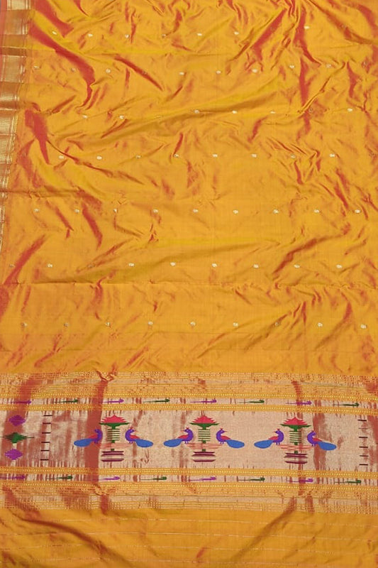 Yellow Paithani Handloom Pure Silk Dupatta - Luxurion World