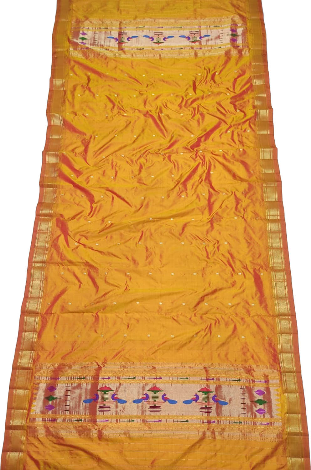 Yellow Paithani Handloom Pure Silk Dupatta - Luxurion World