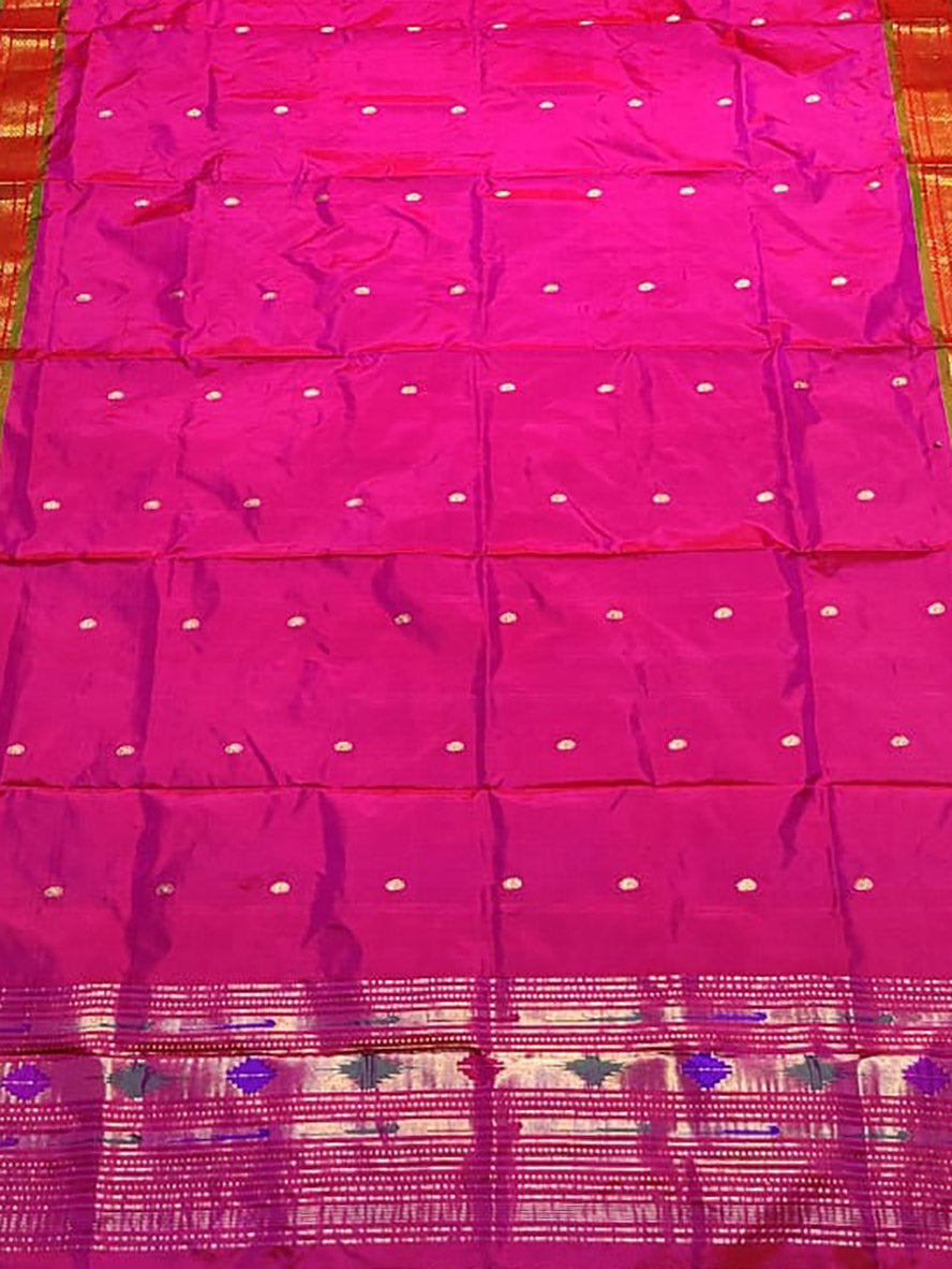 Pink Paithani Handloom Pure Silk Dupatta - Luxurion World