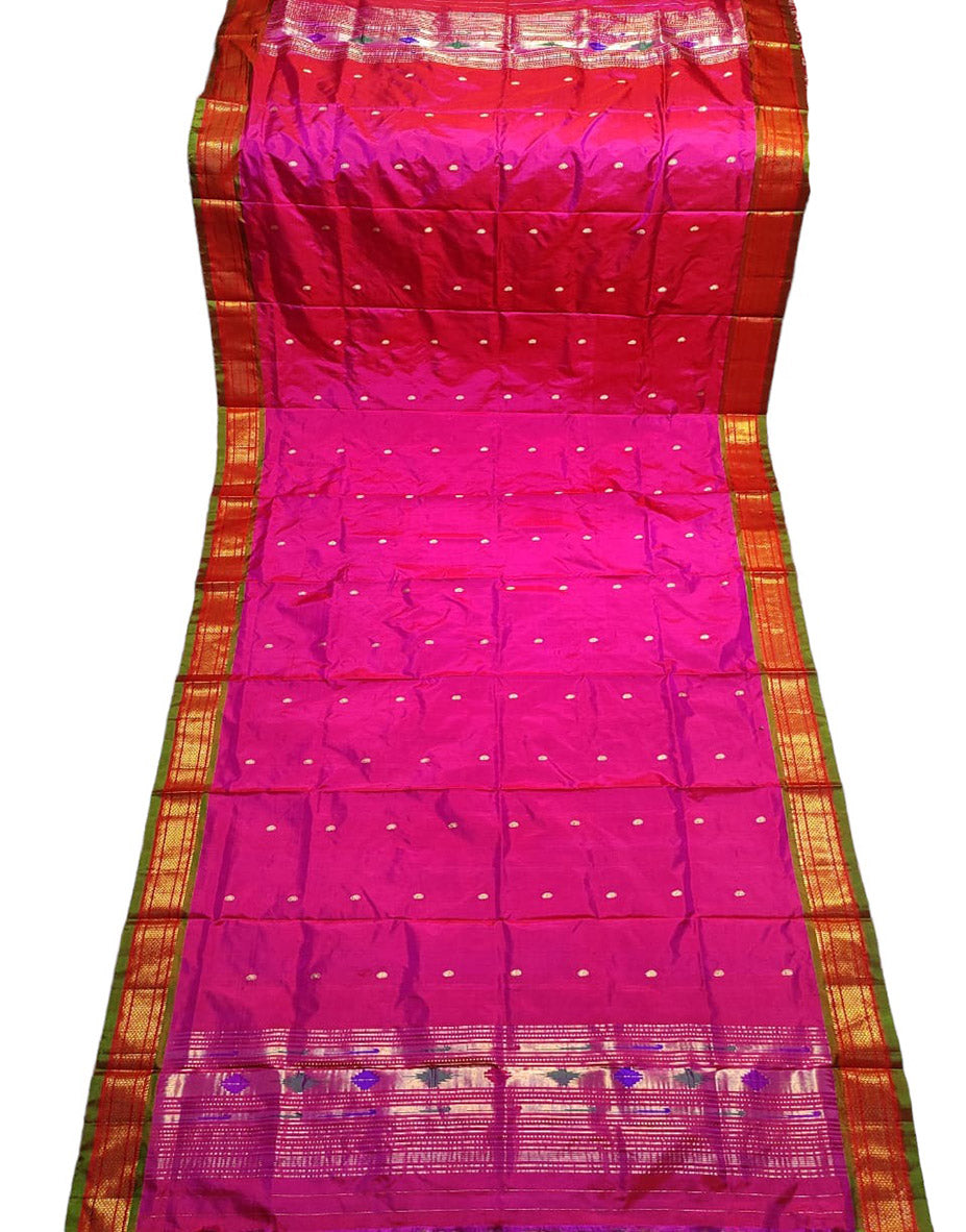 Pink Paithani Handloom Pure Silk Dupatta - Luxurion World