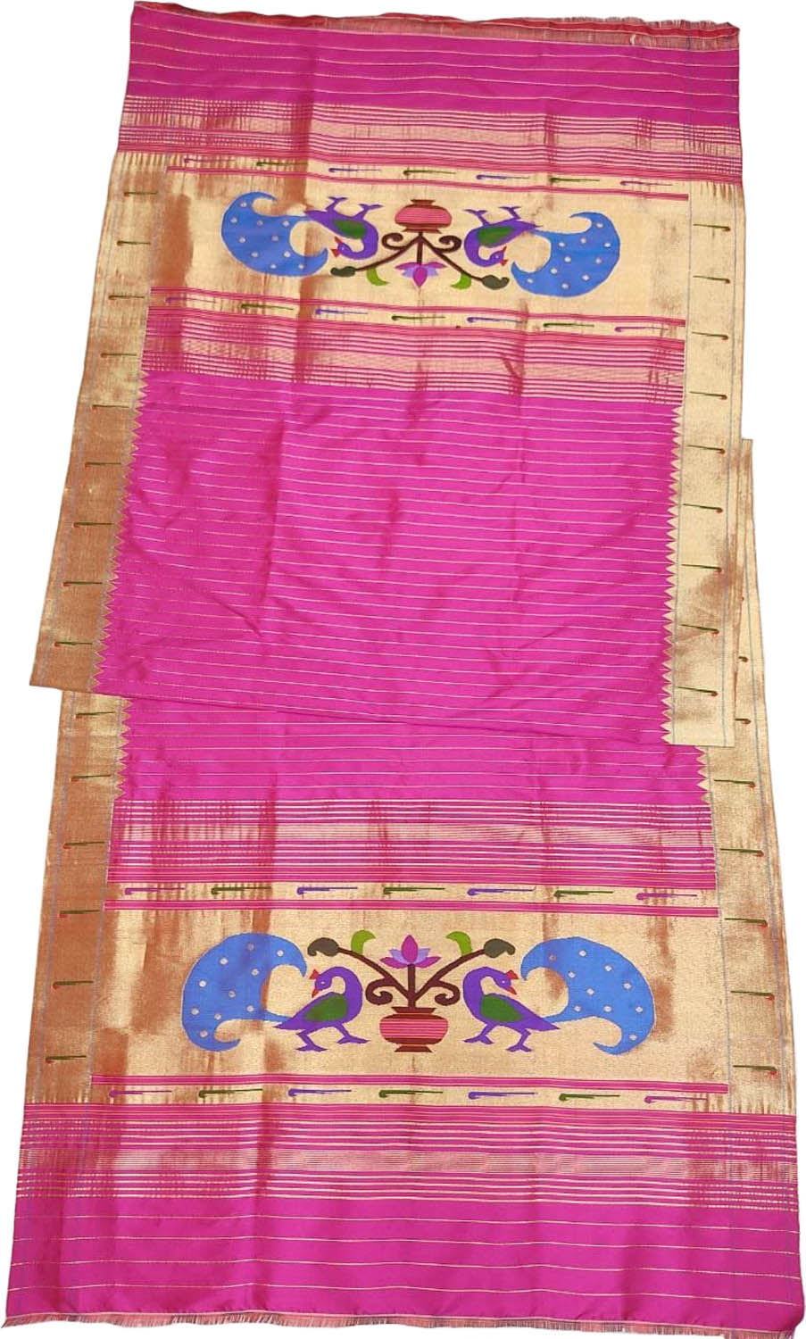 Pink Paithani Handloom Pure Silk Muniya Border Dupatta - Luxurion World