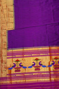 Purple Paithani Handloom Pure Silk Muniya Border Dupatta - Luxurion World