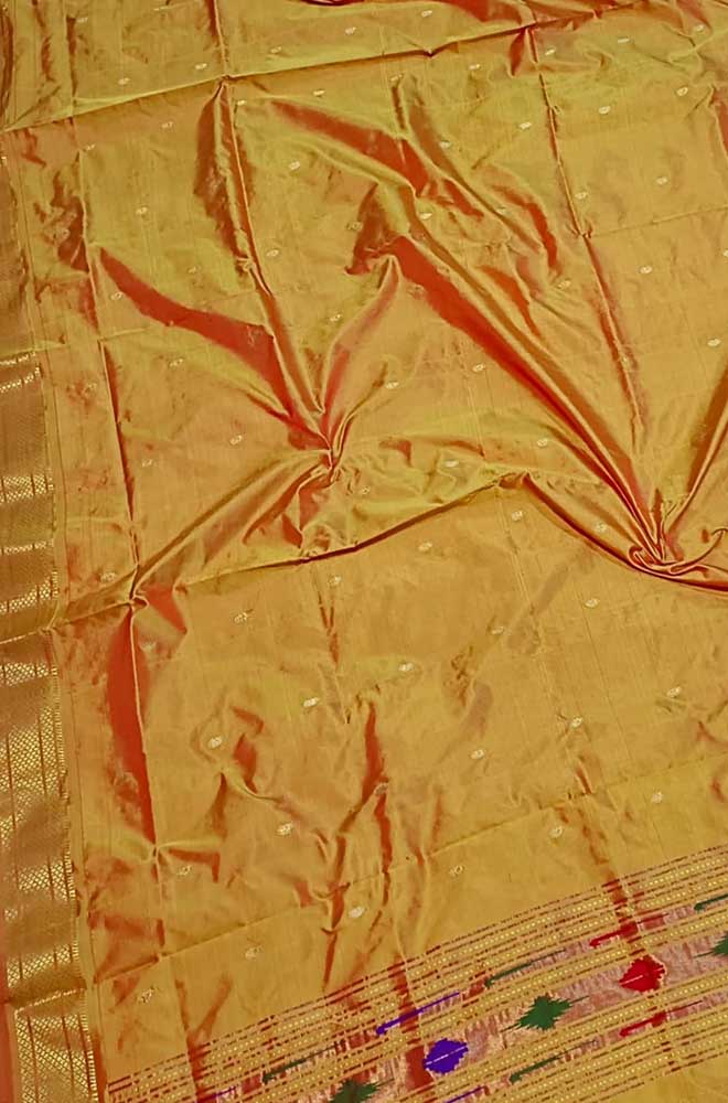 Yellow Handloom Paithani Pure Silk Dupatta - Luxurion World