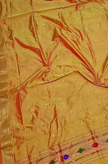 Yellow Handloom Paithani Pure Silk Dupatta - Luxurion World