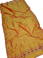 Yellow Handloom Paithani Pure Silk Dupatta - Luxurion World