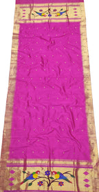 Pink Paithani Handloom Pure Silk Single Muniya Border Dupatta - Luxurion World