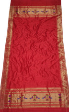 Red Paithani Handloom Pure Silk Single Muniya Border Dupatta - Luxurion World