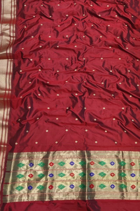 Stunning Maroon Paithani Silk Dupatta - Pure Elegance! - Luxurion World