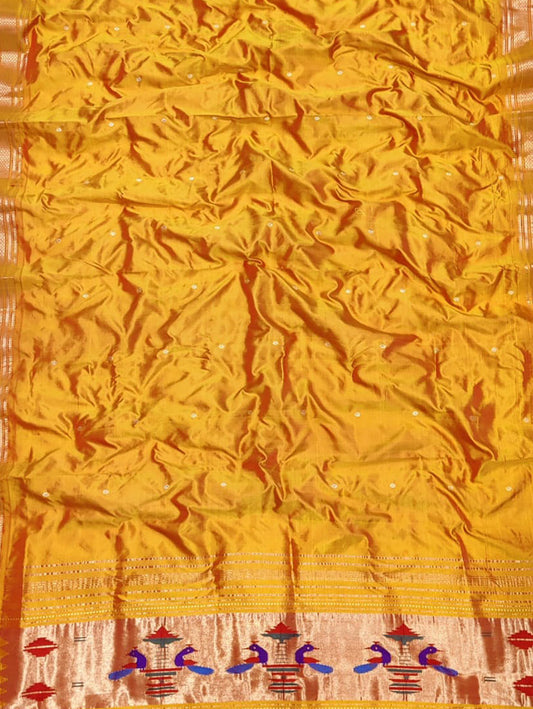 Yellow Paithani Handloom Pure Silk Dupatta