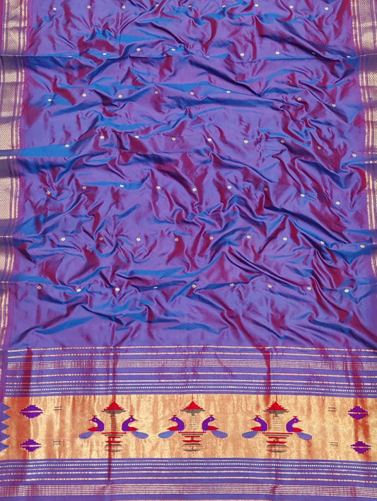 Purple Paithani Handloom Pure Silk Dupatta - Luxurion World