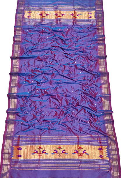Purple Paithani Handloom Pure Silk Dupatta - Luxurion World