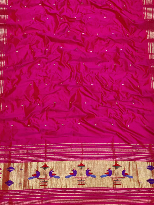 Pink Paithani Handloom Pure Silk Dupatta - Luxurion World