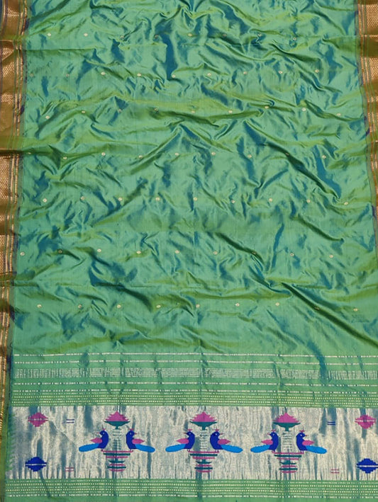 Green Paithani Handloom Pure Silk Dupatta