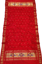 Red Paithani Handloom Pure Silk Dupatta - Luxurion World