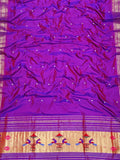 Purple Paithani Handloom Pure Silk Dupatta - Luxurion World