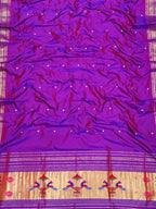 Purple Paithani Handloom Pure Silk Dupatta - Luxurion World
