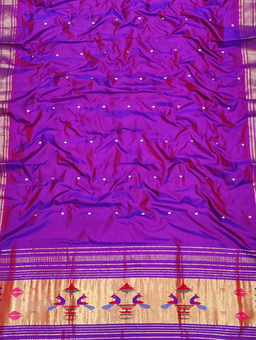 Purple Paithani Handloom Pure Silk Dupatta - Luxurion World