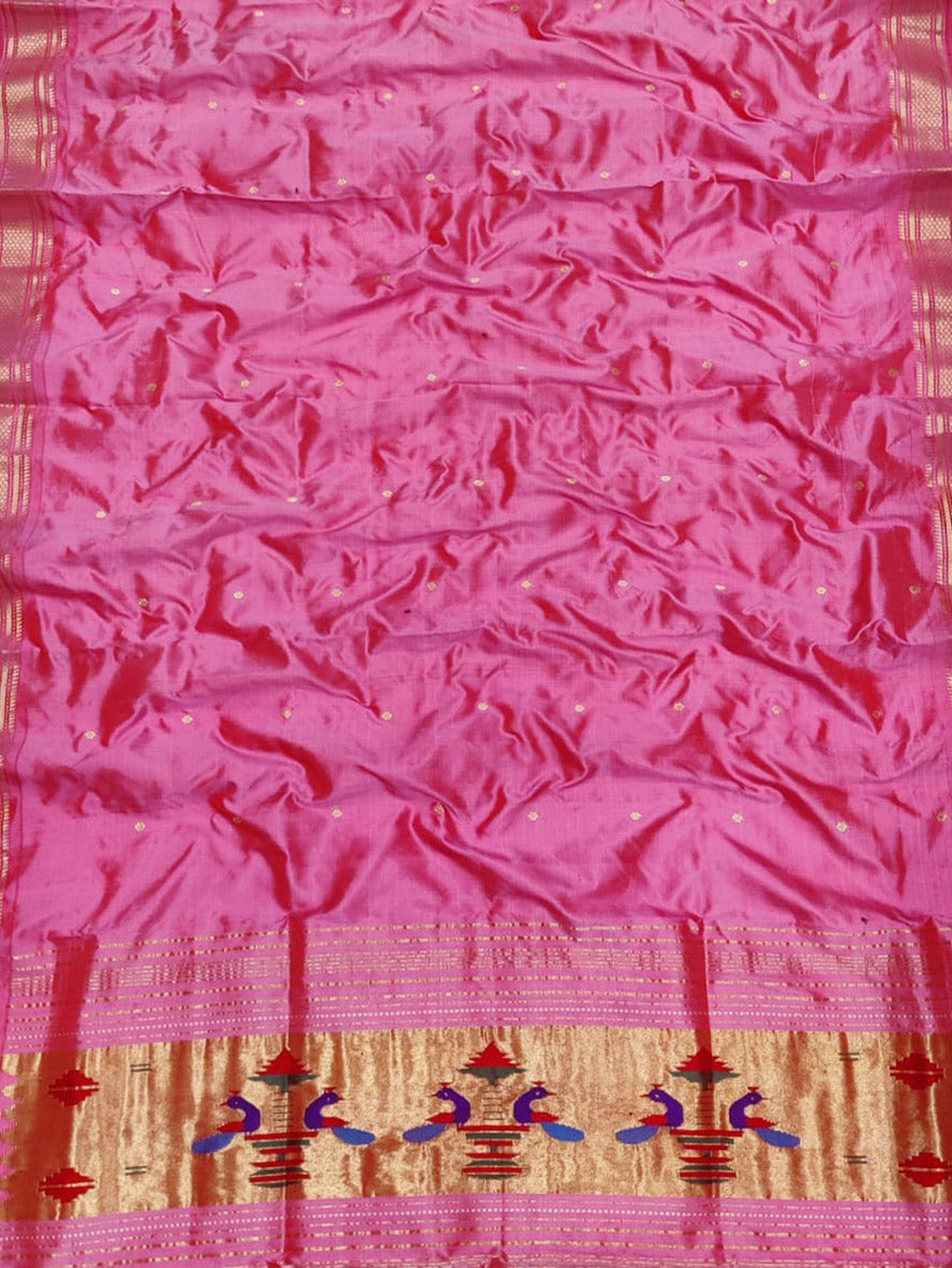Pink Paithani Handloom Pure Silk Dupatta - Luxurion World