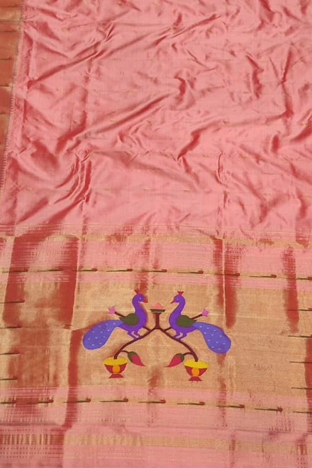 Pink Paithani Handloom Pure Silk Muniya Border Dupatta