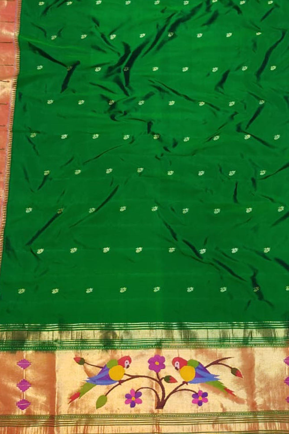 Green Paithani Handloom Pure Silk Muniya Border Dupatta