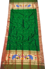 Green Paithani Handloom Pure Silk Muniya Border Dupatta - Luxurion World