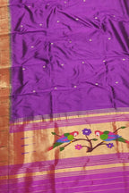 Purple Paithani Handloom Pure Silk Dupatta With Single Muniya Border - Luxurion World