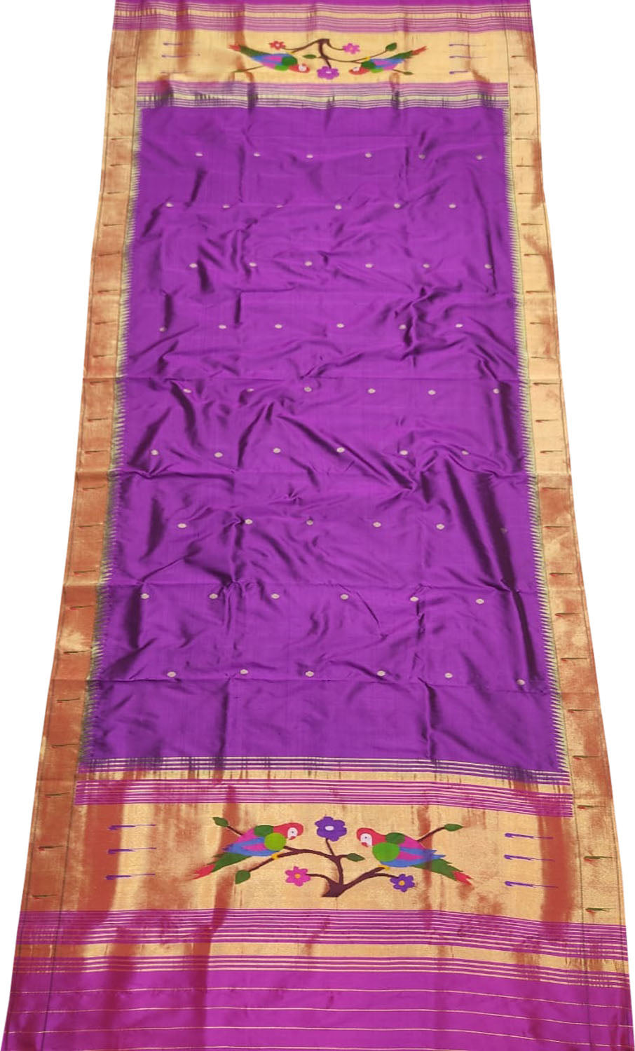 Purple Paithani Handloom Pure Silk Dupatta With Single Muniya Border - Luxurion World