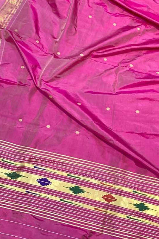 Pink Paithani Handloom Pure Silk Dupatta - Luxurion World