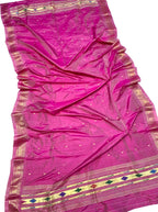 Pink Paithani Handloom Pure Silk Dupatta - Luxurion World