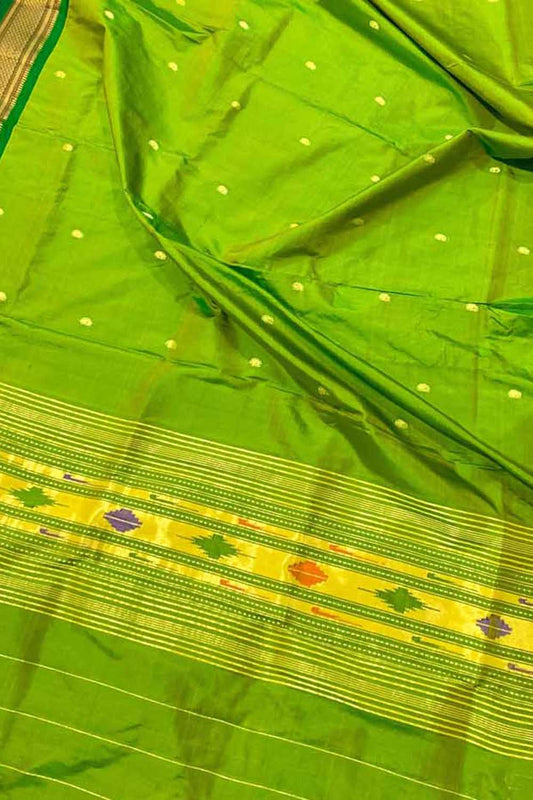Green Paithani Handloom Pure Silk Dupatta - Luxurion World