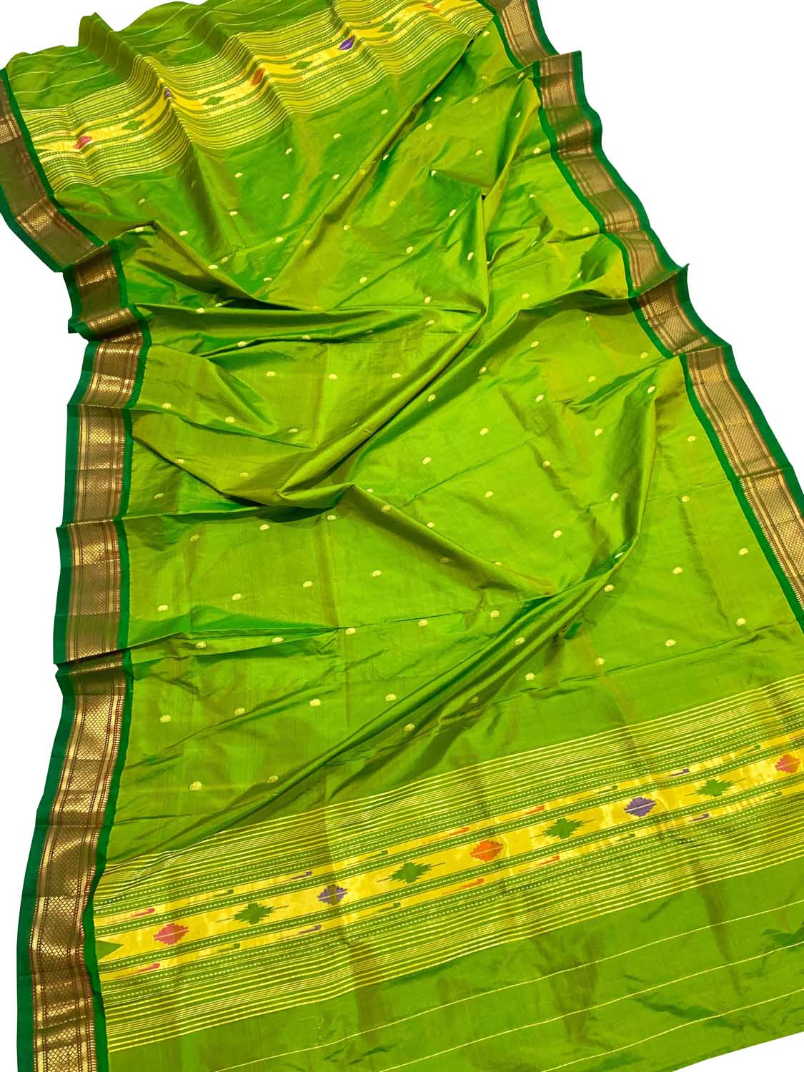 Green Paithani Handloom Pure Silk Dupatta - Luxurion World