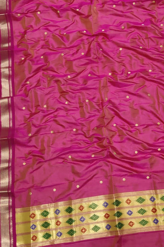 Elegant Pink Paithani Pure Silk Dupatta: A Timeless Accessory