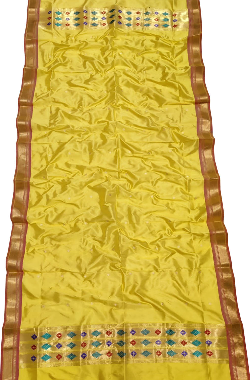 Timeless Elegance: Stunning Yellow Paithani Silk Dupatta - Luxurion World