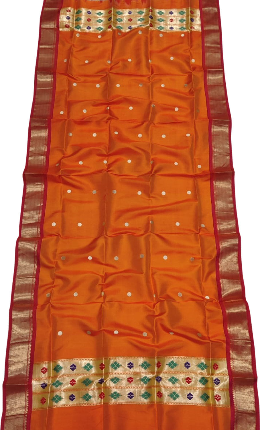 Timeless Elegance: Exquisite Orange Paithani Pure Silk Dupatta - Luxurion World