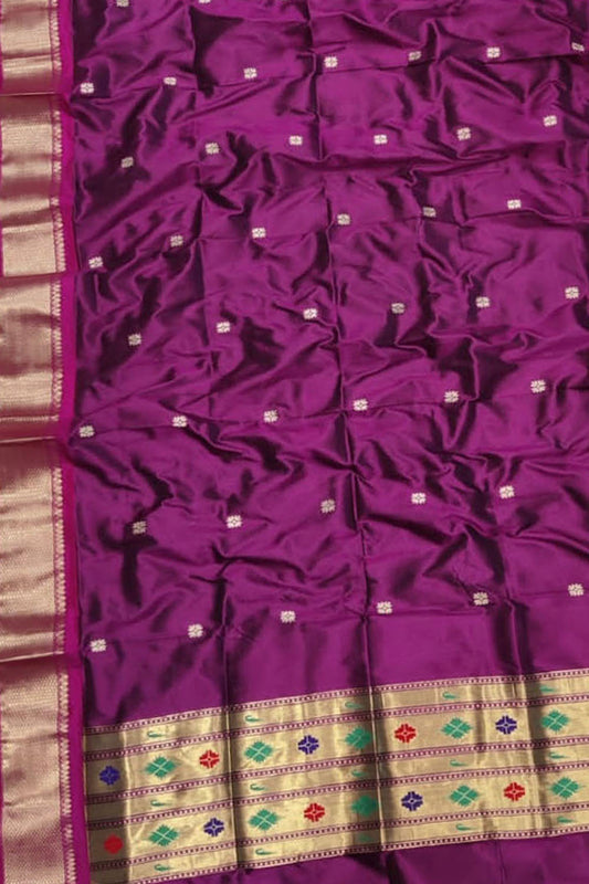 Elegant Purple Paithani Pure Silk Dupatta: A Timeless Accessory