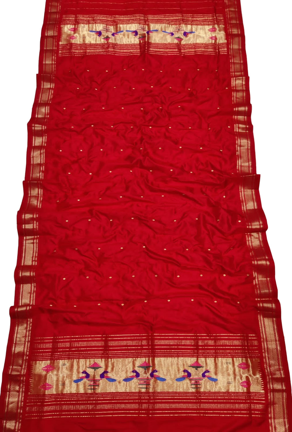 Timeless Elegance: Exquisite Red Paithani Handloom Silk Dupatta - Luxurion World