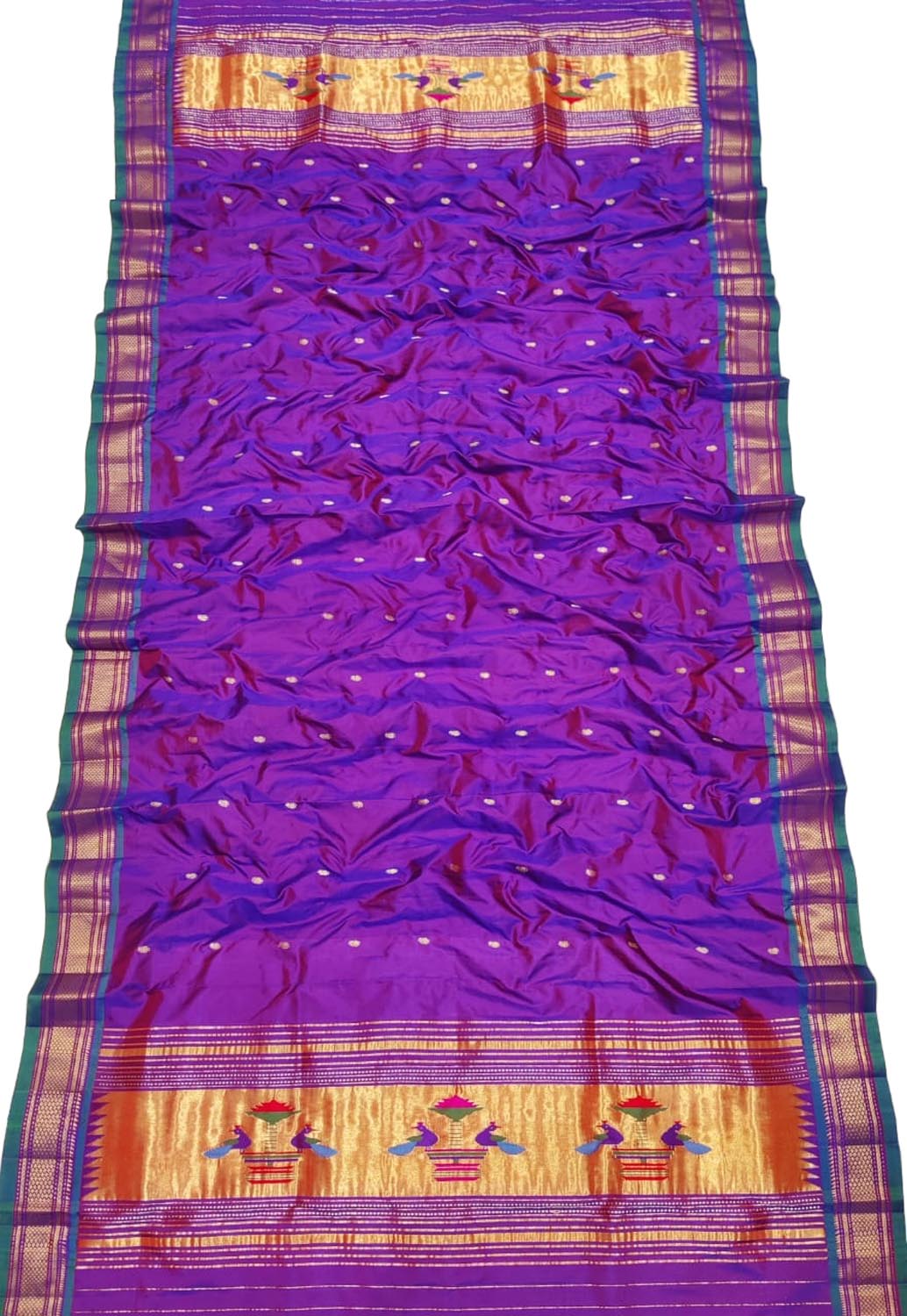 Exquisite Purple Paithani Handloom Silk Dupatta: Pure Elegance at Its Finest - Luxurion World