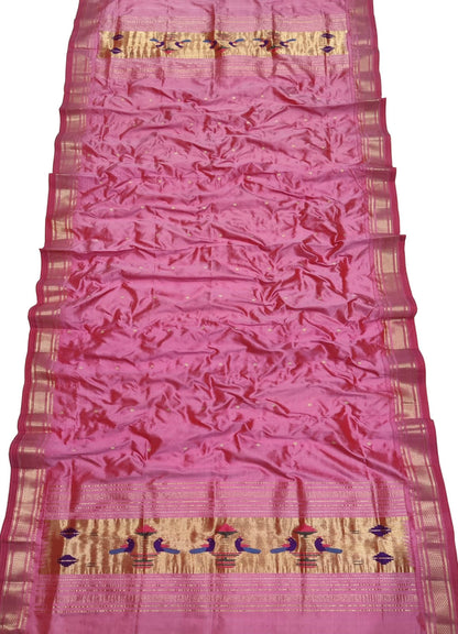 Exquisite Pink Paithani Handloom Silk Dupatta: Timeless Elegance - Luxurion World